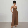 Halter High Rise Wide Leg Jumpsuits