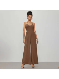 Halter High Rise Wide Leg Jumpsuits -Bambam Clothing Shop P 20240611142033687 211