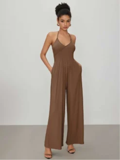 Halter High Rise Wide Leg Jumpsuits -Bambam Clothing Shop P 20240611142038510 208