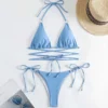 Tie-wrap Solid Color Halter Bikinis