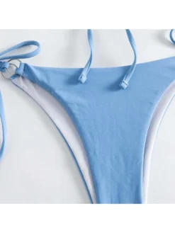 Tie-wrap Solid Color Halter Bikinis -Bambam Clothing Shop P 20240612110430008 518