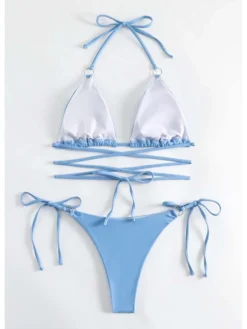 Tie-wrap Solid Color Halter Bikinis -Bambam Clothing Shop P 20240612110433477 352