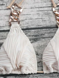 Halter Metal Decor Backless Bikinis -Bambam Clothing Shop P 20240612153605631 187