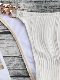 Halter Metal Decor Backless Bikinis -Bambam Clothing Shop P 20240612153606306 675