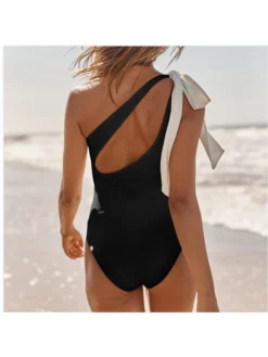 Solid Color One-shoulder Fitted One-Pieces -Bambam Clothing Shop P 20240613140816683 770