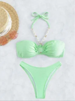 Chain Ruched Backless Bikinis -Bambam Clothing Shop P 20240613152418548 265