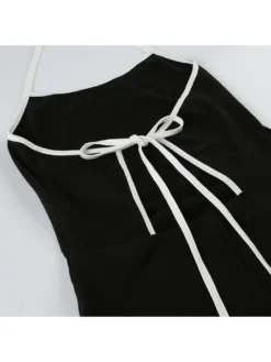 Colorblock Halter Lace-Up Backless Rompers -Bambam Clothing Shop P 20240613163230695 772