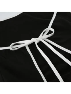 Colorblock Halter Lace-Up Backless Rompers -Bambam Clothing Shop P 20240613163231272 352