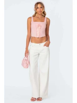 Bow Denim Wide Leg Trailing Jeans -Bambam Clothing Shop P 20240613173613429 755