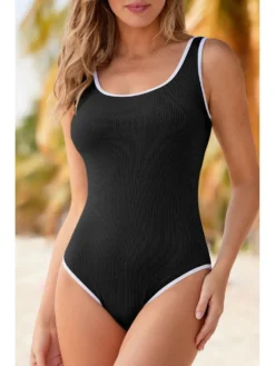 Patchwork Crewneck Fitted One-Pieces