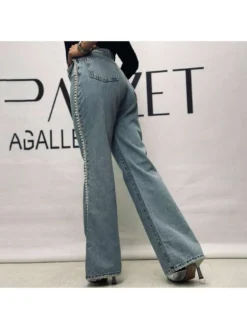 Faux Pearl Denim High Rise Jeans -Bambam Clothing Shop P 20240614164013331 840
