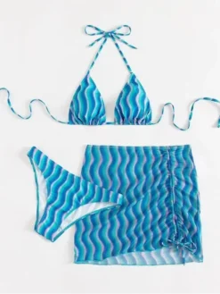 Ripple Ruched Backless Bikinis 3-piece Set -Bambam Clothing Shop P 20240614175231257 300