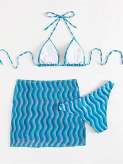 Ripple Ruched Backless Bikinis 3-piece Set -Bambam Clothing Shop P 20240614175231717 317