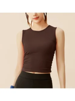 Ruched Crewneck Cropped Sporty Top