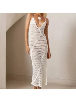 Solid Color Sleeveless Fitted Cover Ups