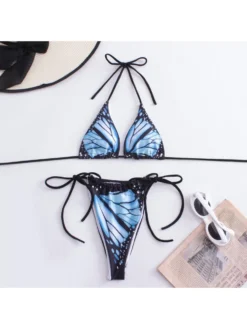 Digital Printing Tie-wrap Halter Backless Bikinis -Bambam Clothing Shop P 20240617094424868 871