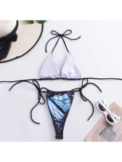Digital Printing Tie-wrap Halter Backless Bikinis -Bambam Clothing Shop P 20240617094425466 232