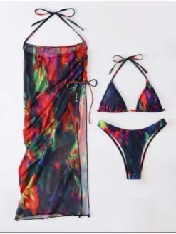 Print Halter Backless 3-piece Set Bikinis -Bambam Clothing Shop P 20240617175615761 704