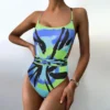 Colorblock Square Neck Backless One-Pieces