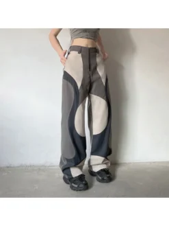 Colorblock Patchwork Mid-rise Pants -Bambam Clothing Shop P 20240618134802502 284