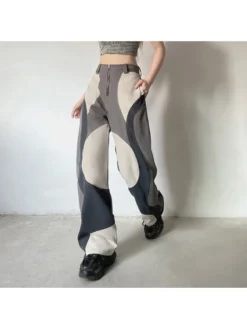 Colorblock Patchwork Mid-rise Pants -Bambam Clothing Shop P 20240618134803146 801