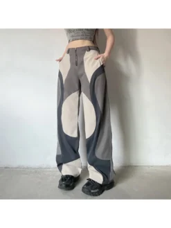 Colorblock Patchwork Mid-rise Pants -Bambam Clothing Shop P 20240618134803691 383