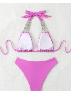 Rhinestone Chain Halter Backless Bikinis -Bambam Clothing Shop P 20240618134846562 689