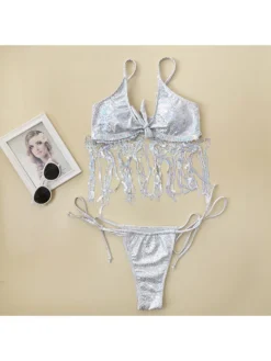 Solid Color Round Neck Fitted Bikinis -Bambam Clothing Shop P 20240618152014087 214