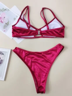 Halter Neck Sleeveless Pleuche Bikinis -Bambam Clothing Shop P 20240618174802813 408