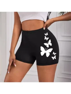 Butterfly Pattern Mid-rise Bodycon Shorts -Bambam Clothing Shop P 20240619155609052 697