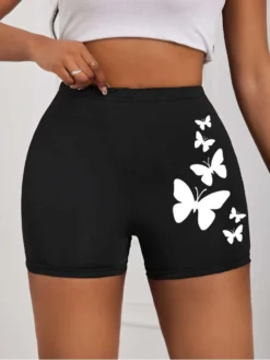 Butterfly Pattern Mid-rise Bodycon Shorts -Bambam Clothing Shop P 20240619155609527 290