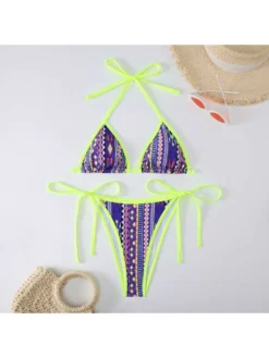 Colorblock Patchwork Halter Neck Bikinis -Bambam Clothing Shop P 20240619182423020 298