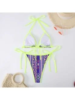 Colorblock Patchwork Halter Neck Bikinis -Bambam Clothing Shop P 20240619182423708 923