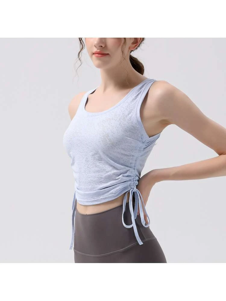 Drawstring Round Neck Pilates Tank & Top 3 Drawstring Round Neck Pilates Tank & Top - Image 3