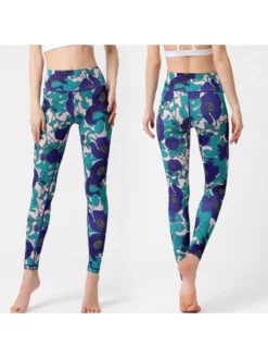 Flower Leaf Print High Rise Skinny Leggings -Bambam Clothing Shop P 20240621112405019 233