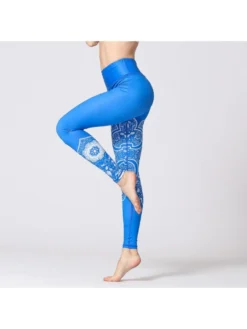 Porcelain Pattern Print High Rise Skinny Sporty Leggings