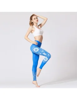 Porcelain Pattern Print High Rise Skinny Sporty Leggings -Bambam Clothing Shop P 20240621114432260 527