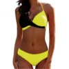 Colorblock Halter Lace-Up Bikinis