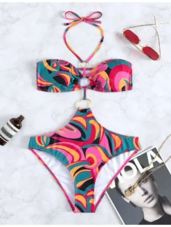 Halter Neck Sleeveless Fitted One-Pieces -Bambam Clothing Shop P 20240622135218930 523