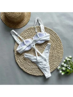 Spaghetti Straps Sleeveless Solid Bikinis Sets -Bambam Clothing Shop P 20240622141621831 584