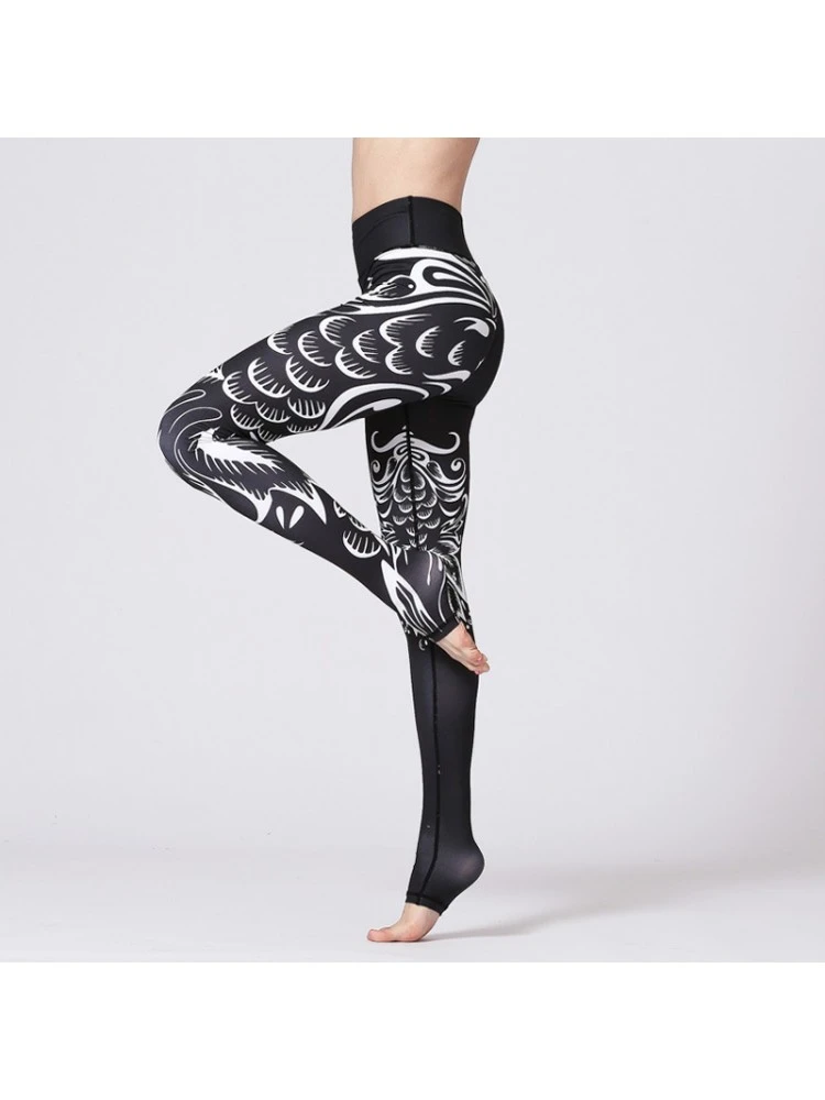 Asymmetry Totem Print High Rise Slim Leggings 1 Asymmetry Totem Print High Rise Slim Leggings