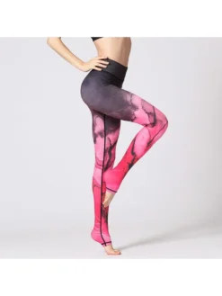 Flower Gradient Color High Rise Slim Leggings