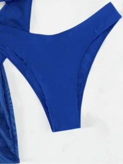 Halter Hollow-out Lace-Up Long Sleeve Bikinis -Bambam Clothing Shop P 20240624120436640 494