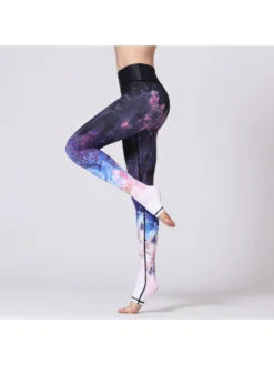 Stars Colorblock Gradient Color High Rise Leggings