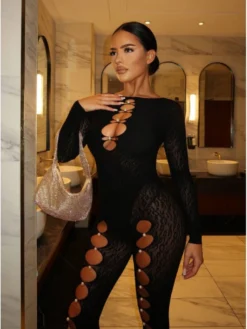 Hollow Out See Through Fitted Jumpsuits -Bambam Clothing Shop P 20240626102416622 524