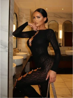 Hollow Out See Through Fitted Jumpsuits -Bambam Clothing Shop P 20240626102417153 602