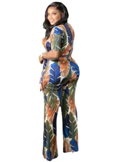 New Arrival V Neck Tie-Wrap Printing Loose Jumpsuits -Bambam Clothing Shop P 34816189912961264 28508
